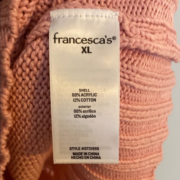 Miami for Francesca’s Pink V-Neck Sweater with Cozy Knit Crop Style Size XL - Picture 7 of 8